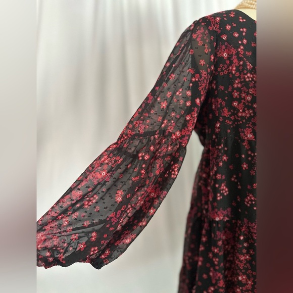 Maison Tara Black and Red Floral Dress (797) - Picture 7 of 15